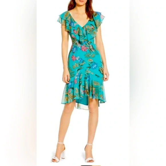 Wayf | Dresses | Wayf Brand New Turquoise Floral Ruffle Dress | Poshmark